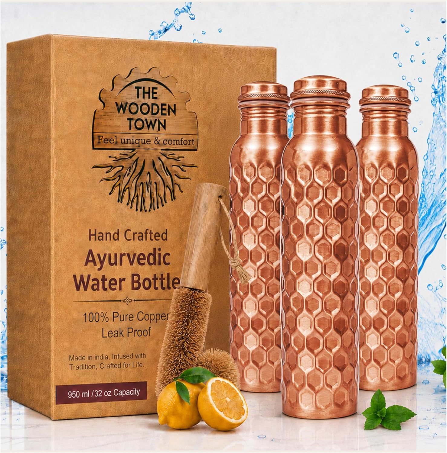 Набор из 3 медных бутылок для  – обзор и цена Ayurvedic & Herbal Wellness Kits